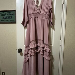 Baltic Born Pink Ruffled Tiered Gown